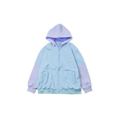 全自訂假兩件連帽拉鍊外套